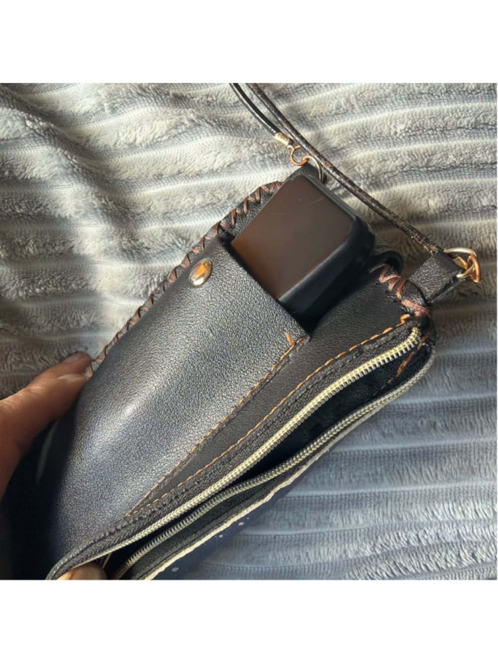 Vinyl, smart phone crossbody clutch handmade ￼ - Picture 7 of 7